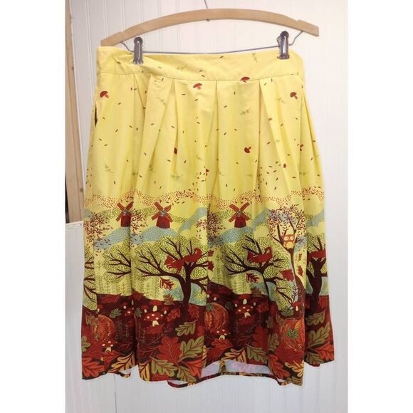 Yellow autumn, owl circle skirt , rockabilly. Size XL - Picture 2 of 5